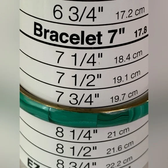 Green Malachite Inlay Brass Bangle Bracelet - Picture 6 of 8